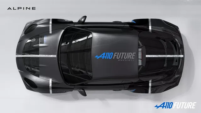 Vue de dessus de l'Alpine A110 FUTURE, prototype de la future berlinette électrique