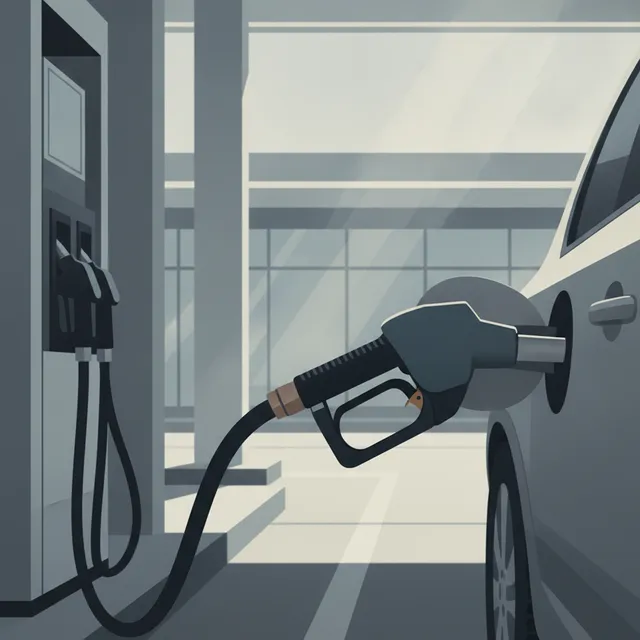 Pistolet de pompe à carburant branché sur une voiture dans une station-service