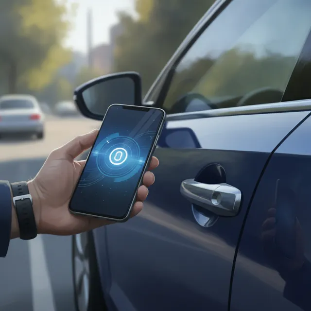Un smartphone deverrouille la portiere d'une voiture sans cle physique