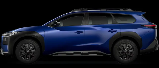 Subaru E-Outback électrique bleu, vue de profil