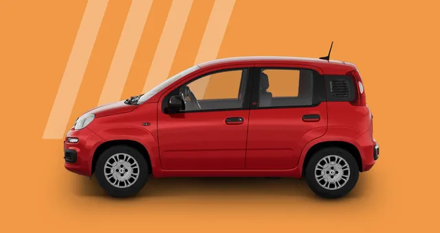 Fiat Pandina rouge de série, vue de profil, citadine la moins chère de France