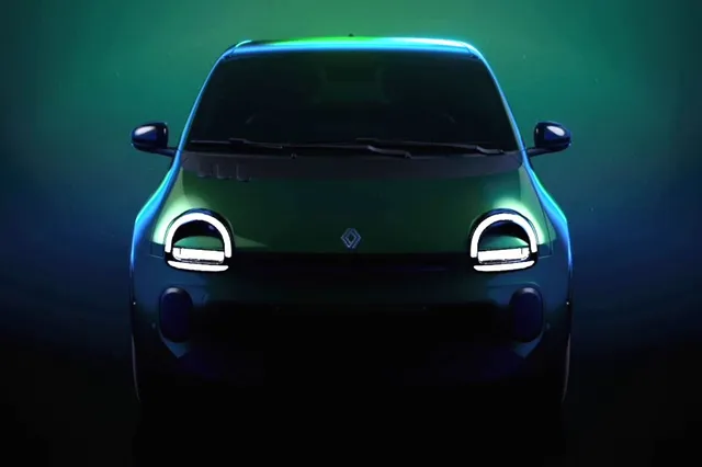Renault Twingo E-Tech electrique 2026 de face, teinte verte