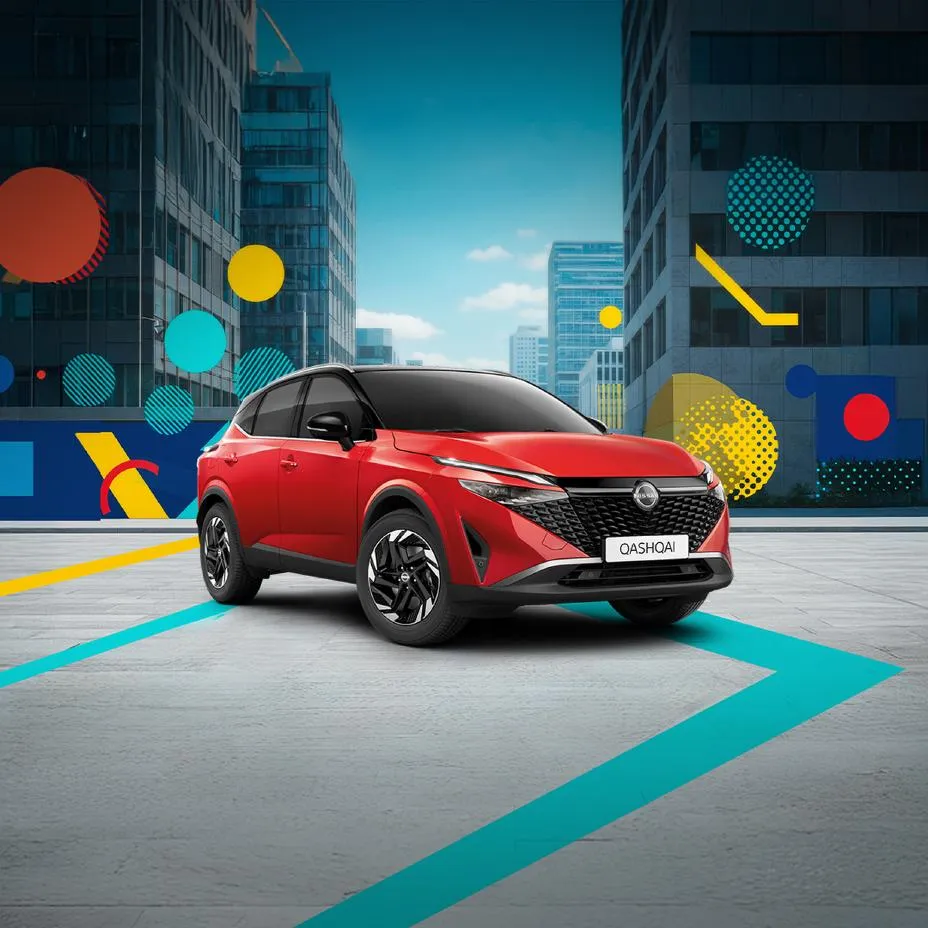 Nissan Qashqai Icon rouge de trois quarts avant en série limitée 2026